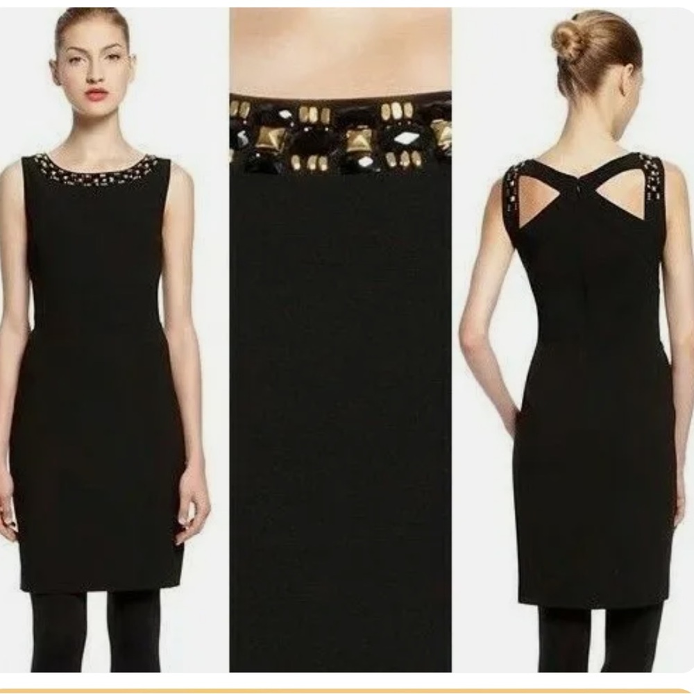 NWT DKNY Cut Out Studded Beaded Sheath Dress